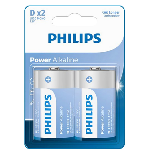 باتری 2 عددی بزرگ PHILIPS Power Alkaline LR20 Mono Dx2